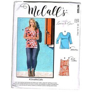 McCall's M7322 Misses L to XXL Learn to Sew Easy Tops Uncut Sewing Pattern